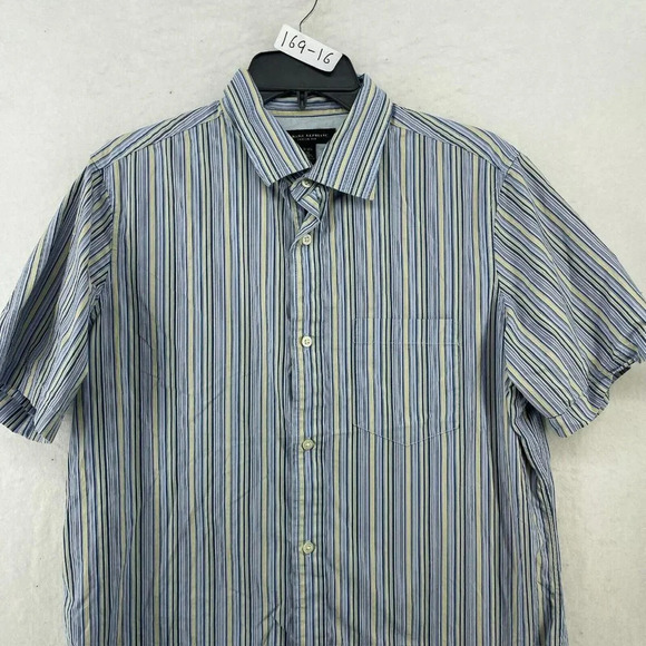 Banana Republic Button-Up Shirt Men's M Blue Yellow Classic Fit Striped Collared - Picture 6 of 12